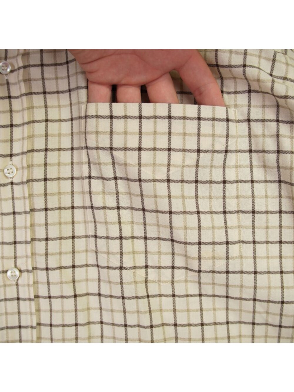 Loro Piana Mens Plaid Cotton Wool Blend Button Down Shirt Size XL Made Italy EUC - Picture 5 of 14